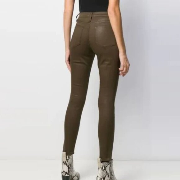 Frame Le High Skinny Coated Jeans Military Green - Picture 3 of 7